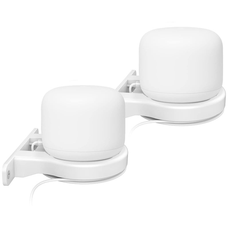 Delidigi 2 Pack ABS Wall Mount Compatible with Nest WiFi Router- AC2200 Bracket Holder Shelf for Nest WiFi Point [Built-in Cable Management](2 Pack, White) - Image 1